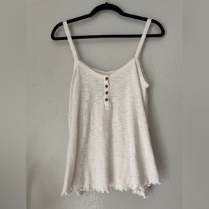 Super Soft Comfy Creme White American Eagle Ruffle Edges Tank Top